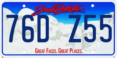 SD license plate 76DZ55