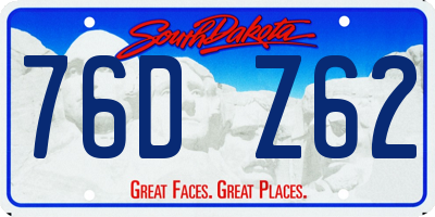 SD license plate 76DZ62