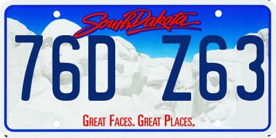 SD license plate 76DZ63