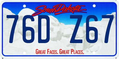 SD license plate 76DZ67