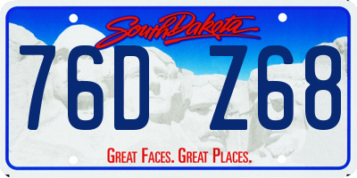 SD license plate 76DZ68