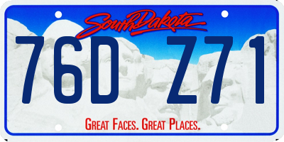SD license plate 76DZ71