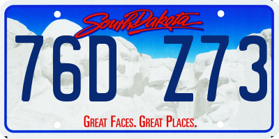 SD license plate 76DZ73