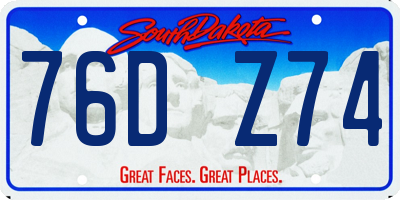 SD license plate 76DZ74