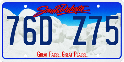 SD license plate 76DZ75