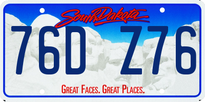 SD license plate 76DZ76