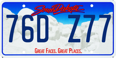 SD license plate 76DZ77