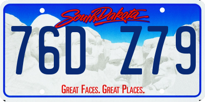 SD license plate 76DZ79