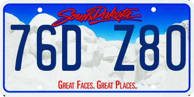 SD license plate 76DZ80