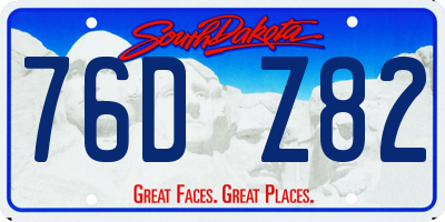 SD license plate 76DZ82