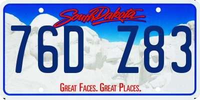SD license plate 76DZ83
