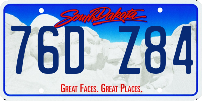 SD license plate 76DZ84