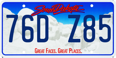 SD license plate 76DZ85