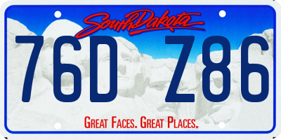 SD license plate 76DZ86