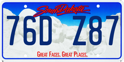SD license plate 76DZ87