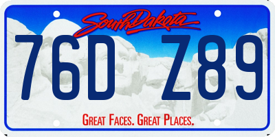 SD license plate 76DZ89