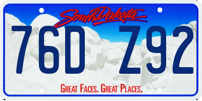 SD license plate 76DZ92