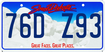 SD license plate 76DZ93