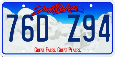 SD license plate 76DZ94