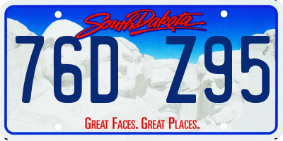 SD license plate 76DZ95