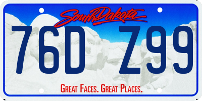 SD license plate 76DZ99