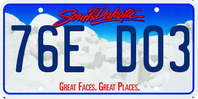 SD license plate 76ED03