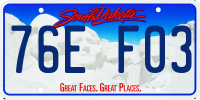 SD license plate 76EF03