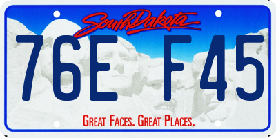 SD license plate 76EF45
