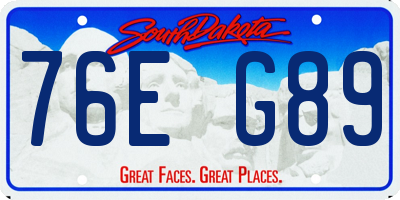 SD license plate 76EG89