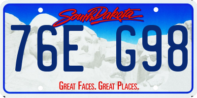 SD license plate 76EG98