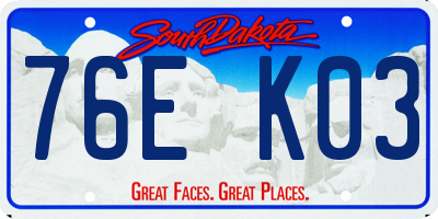 SD license plate 76EK03