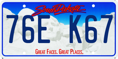 SD license plate 76EK67