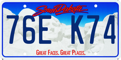 SD license plate 76EK74