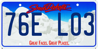 SD license plate 76EL03