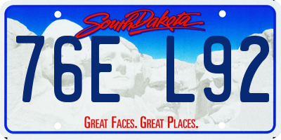 SD license plate 76EL92