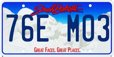SD license plate 76EM03