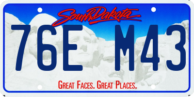 SD license plate 76EM43