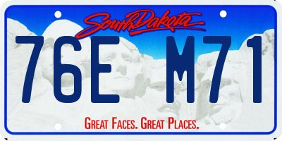 SD license plate 76EM71