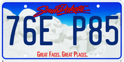 SD license plate 76EP85
