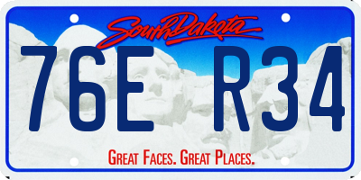 SD license plate 76ER34