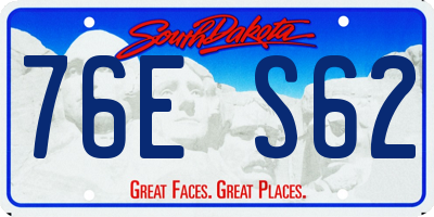 SD license plate 76ES62