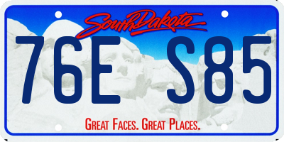 SD license plate 76ES85