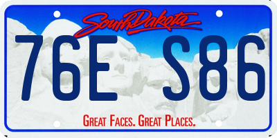 SD license plate 76ES86