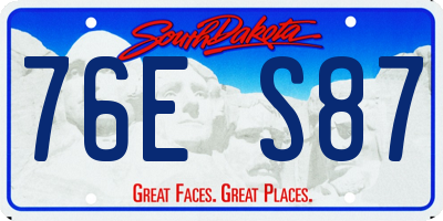 SD license plate 76ES87