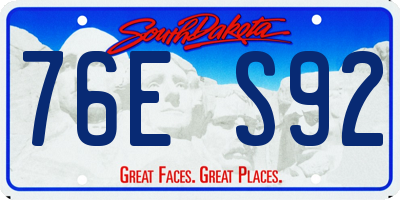 SD license plate 76ES92