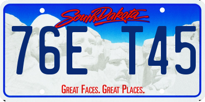 SD license plate 76ET45