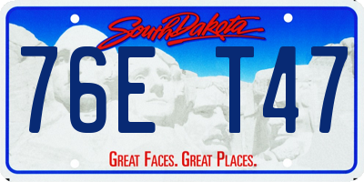 SD license plate 76ET47