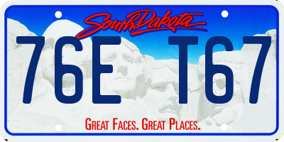 SD license plate 76ET67