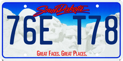 SD license plate 76ET78