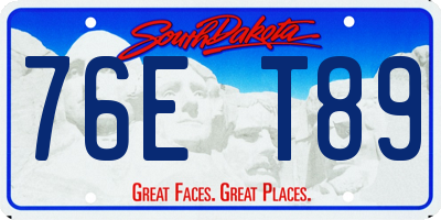 SD license plate 76ET89
